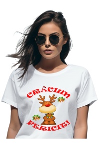Tricou Craciun dama - Merry Christmas Reindeer