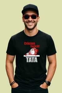 Tricou Craciun Fericit Tata Model Simplu, din bumbac 100%, tricou negru, Dama | Barbat - Img 2