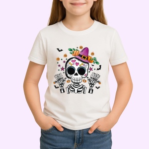 Tricou Craniu elegant cu joben stil dia de los muertos Copii | Dama | Barbat - Img 4