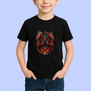 Tricou Craniu inflacarat in stil horror digital Copii | Dama | Barbat, culoare negru - Img 4