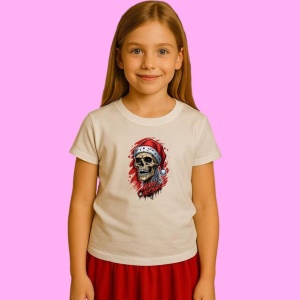 Tricou Craniu Mos Craciun Cu Barba Lunga, din bumbac 100%, tricou alb, Copii | Dama | Barbat - Img 2