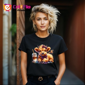 Tricou Cute baby cow milkshake, vitel adorabil cu milkshake, Copii | Dama | Barbat , tricou negru - Img 8