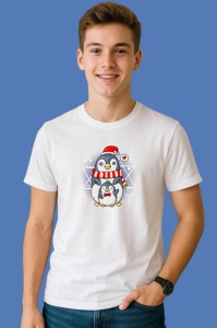 Tricou Cute Penguin Christmas, din bumbac 100% Copii | Dama | Barbat - Img 2