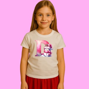Tricou D Litera Craciun Roz Cu Om De Zapada Fulgi De Zapada, din bumbac 100% Copii | Dama | Barbat - Img 3