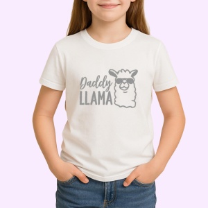 Tricou Daddy Llama Personaj Amuzant Ochelari, din bumbac 100% , tricou alb pentru Copii | Dama | Barbat