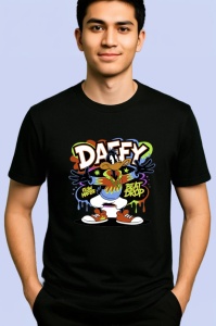 Tricou Daffy beat drop cu explozie de culoare Copii | Dama | Barbat, negru - Img 2