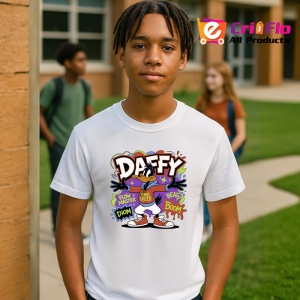Tricou Daffy boom violet vibes cu sneakers cool Copii | Dama | Barbat Barbat - Img 5
