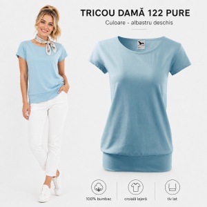 Tricou Damă 100% Bumbac cu Bandă Jos – Croială Lejeră, 22 Culori, XS-3XL - Img 18