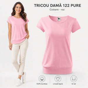Tricou Damă 100% Bumbac cu Bandă Jos – Croială Lejeră, 22 Culori, XS-3XL - Img 28