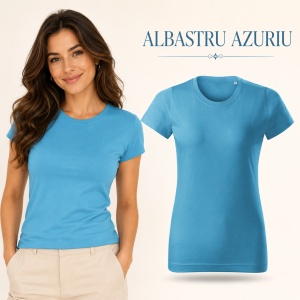 Tricou Damă Basic Free din Bumbac, Guler Rotund, Croială Cambrată, Fără Etichetă, 18 Culori, XS–2XL - Img 11