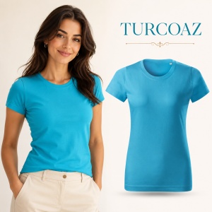 Tricou Damă Basic Free din Bumbac, Guler Rotund, Croială Cambrată, Fără Etichetă, 18 Culori, XS–2XL - Img 21