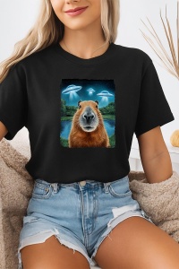 Tricou dama CapyBara - Selfie UFO