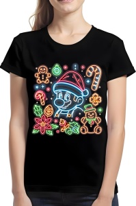 Tricou dama craciun - NEON CHRISTMAS COOL MARIO - tricou, dama, craciun, personaje