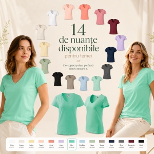 Tricou Damă cu Decolteu în V Malfini – Bumbac 95%, XS-3XL - Img 7