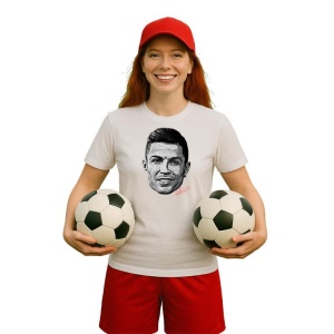 Tricou Dama cu fotbalistul Cristiano Ronaldo-Al-Nassr FC din bumbac 100% - Img 11