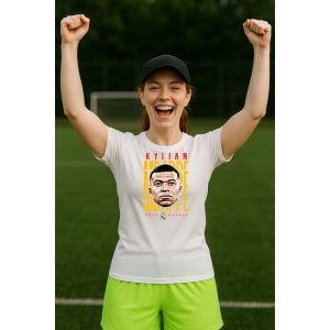 Tricou Dama cu fotbalistul Kylian Mbapp-Paris Saint-Germain din bumbac 100% - Img 9