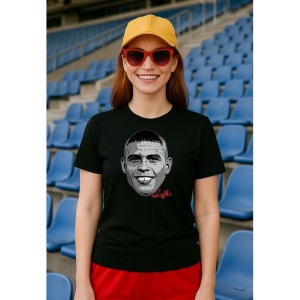 Tricou Dama cu fotbalistul Ronaldo Luis Nazario Brazil din bumbac 100% - Img 2
