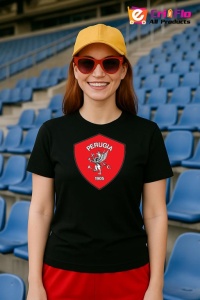 Tricou dama cu logo stema AC Perugia Italia , din bumbac 100% - Img 5