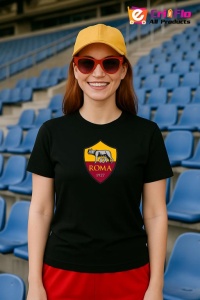 Tricou dama cu logo stema AS Roma Italia , din bumbac 100% - Img 4