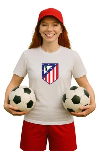 Tricou dama cu logo stema Atletico Madrid Spania , din bumbac 100% - Img 3