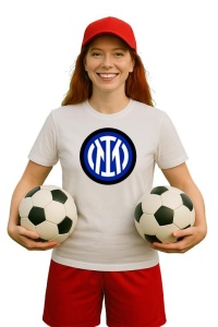 Tricou dama cu logo stema FC InternazionaleMilano Italia , din bumbac 100%