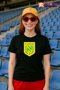 Tricou dama cu logo stema FC Nantes Franta , din bumbac 100% - Img 4