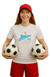 Tricou dama cu logo stema FC Zenit Rusia , din bumbac 100% - Img 3