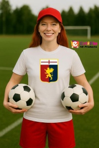 Tricou dama cu logo stema Genoa CFC Italia , din bumbac 100% - Img 8