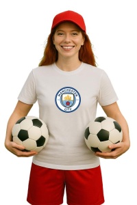 Tricou dama cu logo stema Manchester City Anglia , din bumbac 100% - Img 2