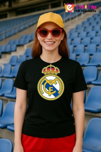 Tricou dama cu logo stema Real Madrid CF Spania , din bumbac 100% - Img 5