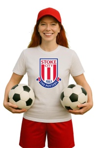 Tricou dama cu logo stema Stoke City Anglia , din bumbac 100% - Img 3