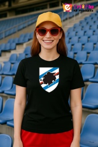 Tricou dama cu logo stema UC Sampdoria Italia , din bumbac 100% - Img 4