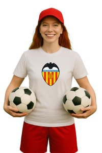 Tricou dama cu logo stema Valencia_CF Spania , din bumbac 100% - Img 3