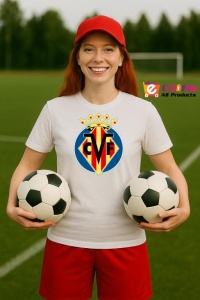 Tricou dama cu logo stema Villarreal_CF Spania , din bumbac 100% - Img 8