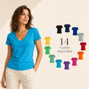 Tricou Damă Malfini Dream 128 cu Guler V – Slim Fit, 95% Bumbac, 14 Culori, XS-3XL
