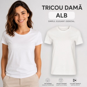 Tricou Damă Malfini Edge 814, 100% Bumbac, Guler Rotund, Croială Tubulară, 4 Culori, XS–4XL - Img 11