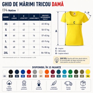Tricou Damă Malfini Native GOTS 174 – 100% Bumbac Organic, Croială Cambrată, Guler Rotund, 15 Culori - Img 4