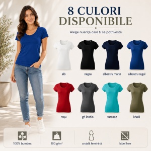 Tricou Damă Malfini Viper Free F61 – 100% Bumbac, Croială Cambrată, Guler Rotund, 8 Culori - Img 9