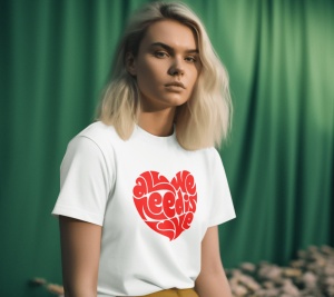 Tricou dama Streetwear - All We Need Is Love - din bumbac, personalizat - Cadou