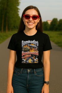 Tricou Dama Tralalero TraLaLa cu Bombadiro VS Gusini Funny Italian Brainrot Meme Graphic - Img 4