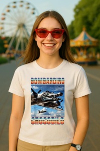 Tricou Dama Tralalero TraLaLa cu Bombardiro Crocodilo Funny Trendy Italian Brainrot Meme - Img 4