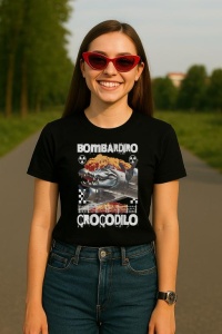 Tricou Dama Tralalero TraLaLa cu Bombardiro Crocodilo Italian Brainrot Meme (2) - Img 4