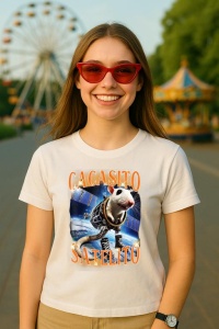 Tricou Dama Tralalero TraLaLa cu Cacasito Satelito Italian Brainrot Silly Rat Meme - Img 4