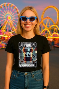 Tricou Dama Tralalero TraLaLa cu Cappuccino Assassino Coffee Lovers Italian Brainrot Meme