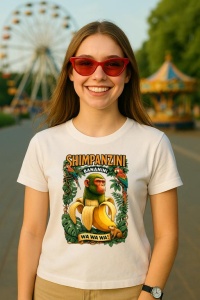 Tricou Dama Tralalero TraLaLa cu Shimpanzini Bananini Italian Brainrot Chimpanzee and Banana - Img 5
