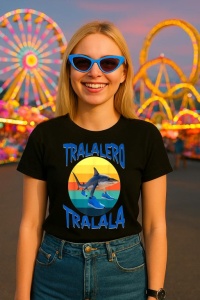 Tricou Dama Tralalero TraLaLa cu Tralalero Tralala Funny Italian Brainrot Meme - Img 3