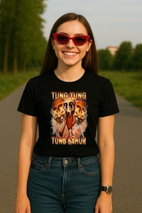 Tricou Dama Tralalero TraLaLa cu Tung Tung Tung Sahur Funny Meme Brainrot Humor Gen Z