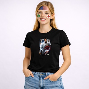 Tricou David Beckham England World Cup Fifa 2026, din bumbac 100%, tricou negru, Copii | Dama | Barbat - Img 3