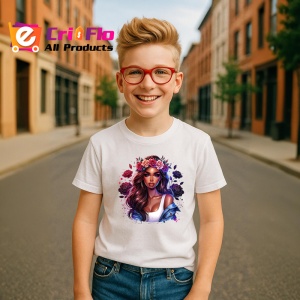 Tricou deep eyes girl rose crown tattoo, fata cu privire profunda si coronita de trandafiri, Copii | Dama | Barbat - Img 7