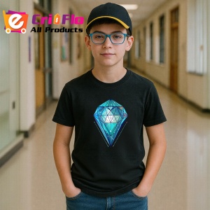 Tricou Diamant Turcoaz Poligonal, Copii | Dama | Barbat, culoare negru - Img 10